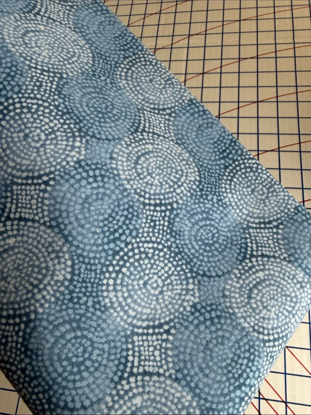 Blue Geometric Dotted Circle Cotton Fabric 1 Yard x 44